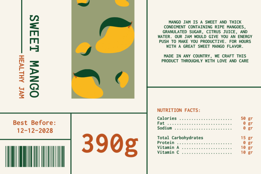 Designvorlage Sweet Mango Jam für Label