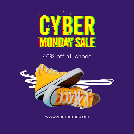 Ontwerpsjabloon van Animated Post van Cyber Monday-uitverkoop met stijlvolle gele sneakers