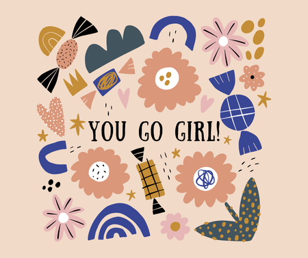 Szablon projektu You go girl pink illustrated Facebook