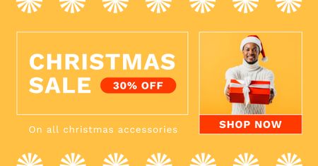 Christmas Accessories Sale Offer Yellow Facebook AD Design Template