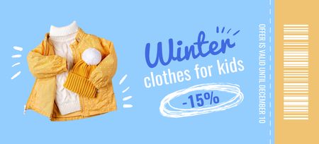 Offer of Winter Clothes for Kids with Special Discount Coupon 3.75x8.25in Design Template