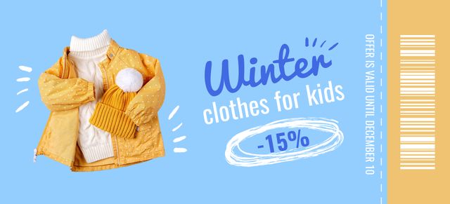Plantilla de diseño de Offer of Winter Clothes for Kids with Special Discount Coupon 3.75x8.25in 
