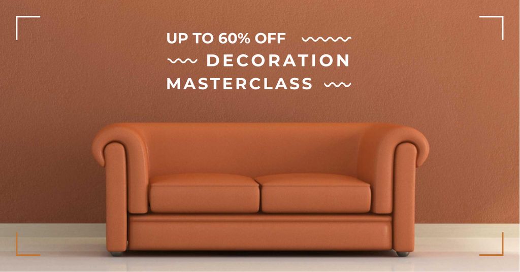 Designvorlage Interior decoration masterclass with Sofa in red für Facebook AD