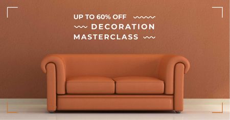 Interior decoration masterclass with Sofa in red Facebook AD Design Template