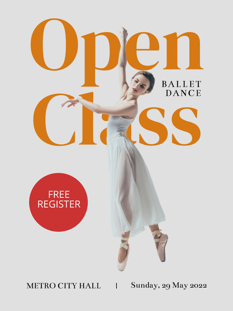 Plantilla de diseño de Ballet Class is Open Poster US 