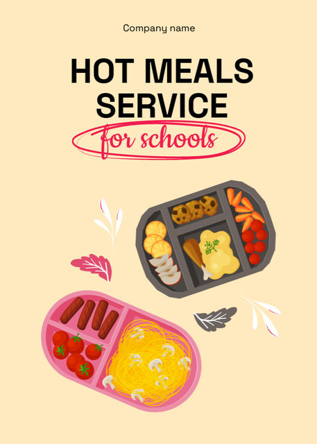 Special School Food Service Offer Online In Boxes Flayer Design Template