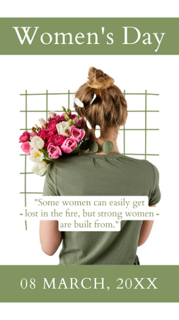 Nainen kauniilla kukilla kansainvälisenä naistenpäivänä Instagram Story Design Template