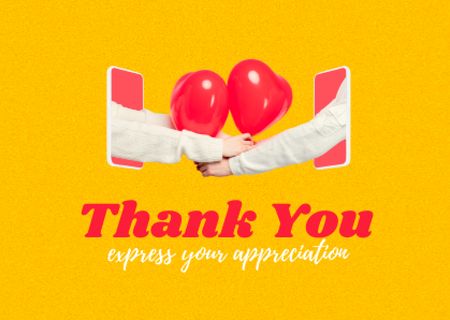 Szablon projektu Thankful Phrase with Heart-Shaped Balloons Card