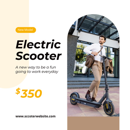 Ontwerpsjabloon van Instagram van elektrische scooter promotie met handsome man