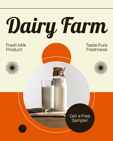 Orange'da Süt Çiftliği Teklifleri Instagram Post Vertical Tasarım Şablonu