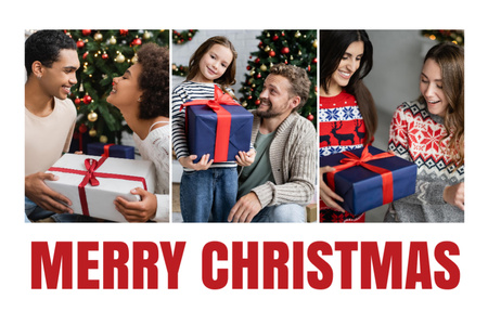 Ontwerpsjabloon van Postcard 4x6in van Families Christmas Celebration With Presents
