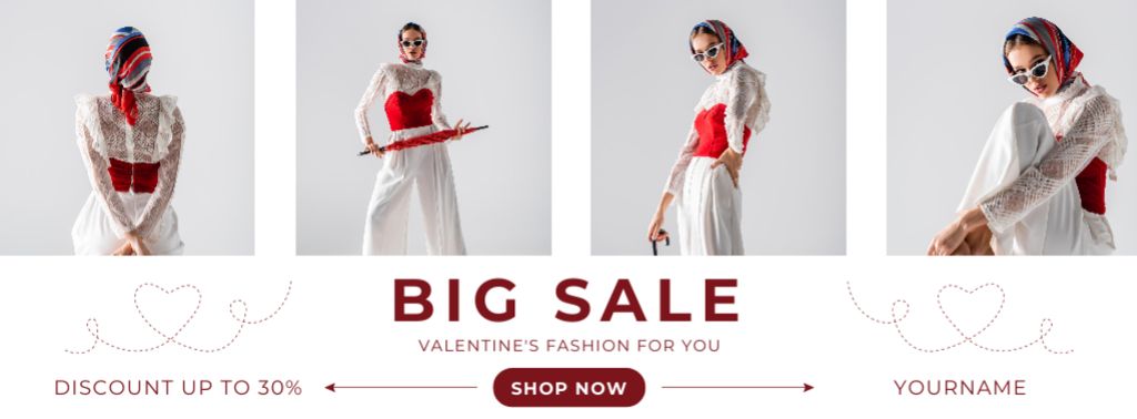 Valentine's Day Big Sale Announcement Collage Facebook cover – шаблон для дизайна