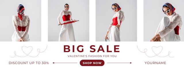 Modèle de visuel Valentine's Day Big Sale Announcement Collage - Facebook cover