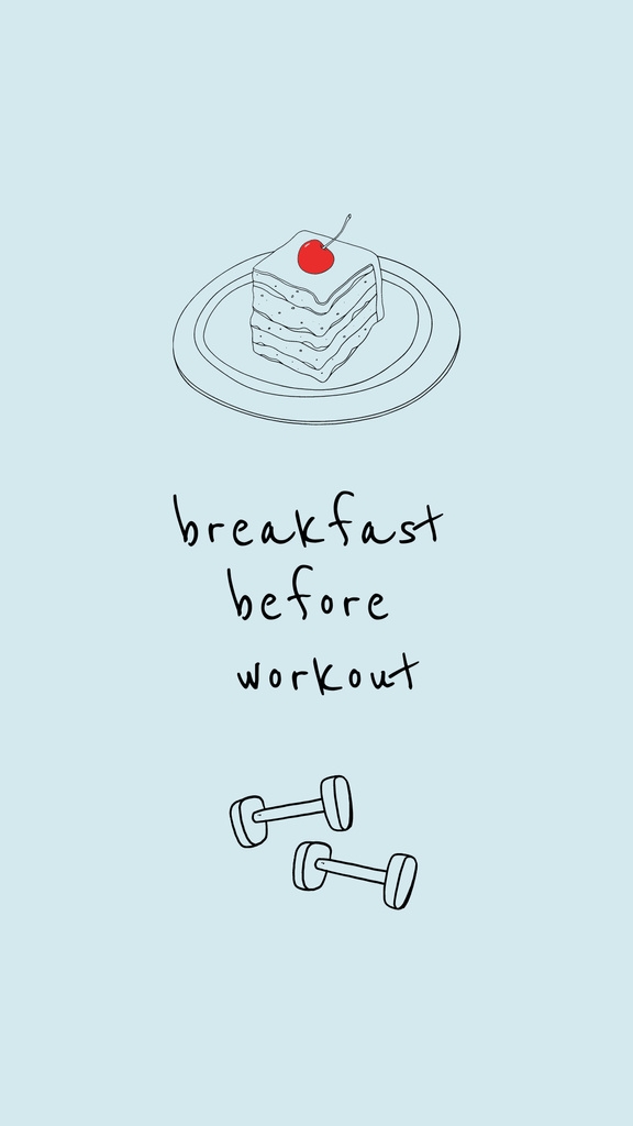 Designvorlage Phrase about Breakfast with Yummy Cake für Instagram Story