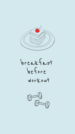 Designvorlage phrase über frühstück mit leckerem kuchen für Instagram Story