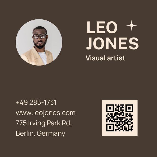 Visual Artist Service Offer on Brown Square 65x65mm Design Template
