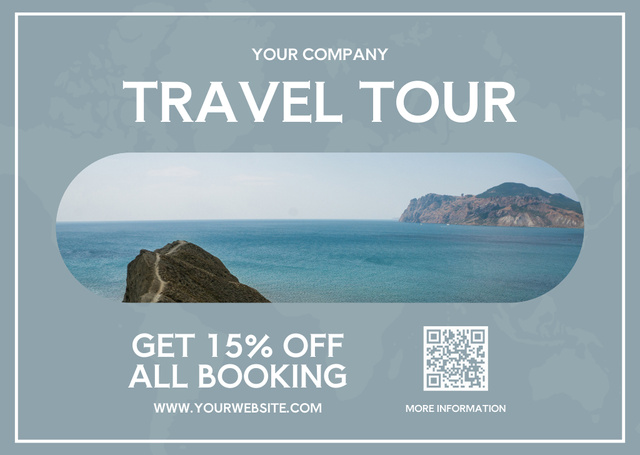 Template di design Travel Tour Booking Discount on Blue Card