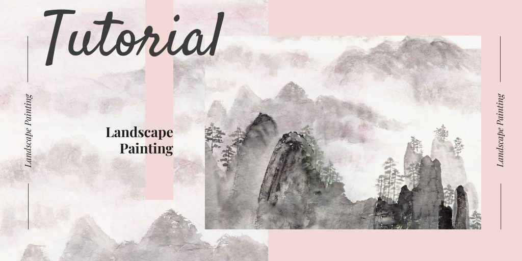 Platilla de diseño Landscape Painting Courses Ad with Scenic Snowy Mountains Twitter