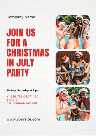 Christmas Party in July by Pool Flyer A4 Design Template