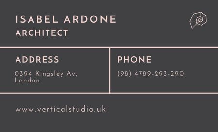 Architect Contacts Information Business Card 91x55mm Design Template
