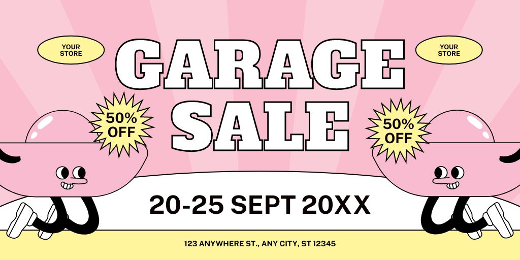 Ontwerpsjabloon van Twitter van Garage Sale Announcement on Pink