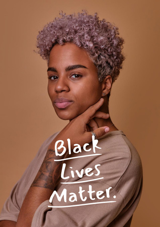 Ontwerpsjabloon van Poster van protest tegen racisme met afro-amerikaanse vrouw