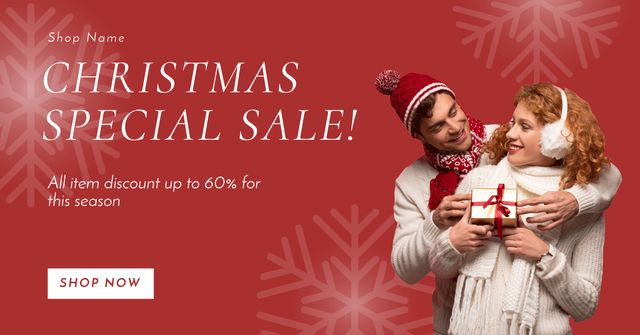 Template di design Christmas Offer of Gifts for Loved Ones Red Facebook AD
