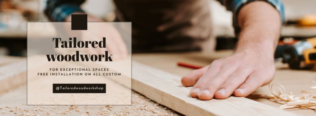 Designvorlage Tailored Woodwork Services Announcement für Facebook cover