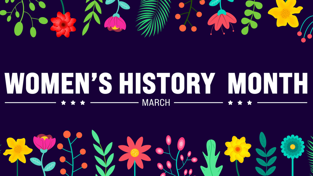 Commemorating Women’s History Month With Bright Pattern Zoom Background Design Template