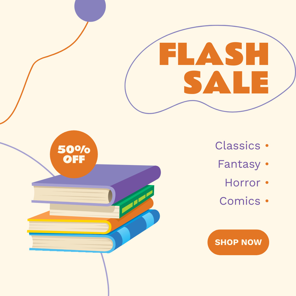 Ontwerpsjabloon van Instagram van Books Flash Sale Announcement