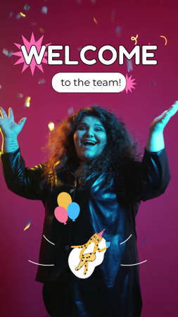 Welcome To Work Team With Confetti TikTok Video Design Template
