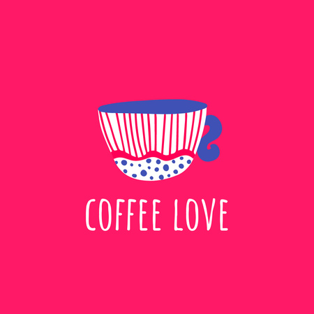 Coffee Shop Emblem on Pink Logo Design Template