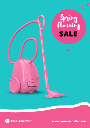 Seasonal Cleaning Service Sale Offer With Vacuum Cleaner Poster A3 Tasarım Şablonu