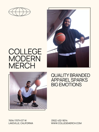 Offer of College Apparel and Merchandise Poster US Design Template
