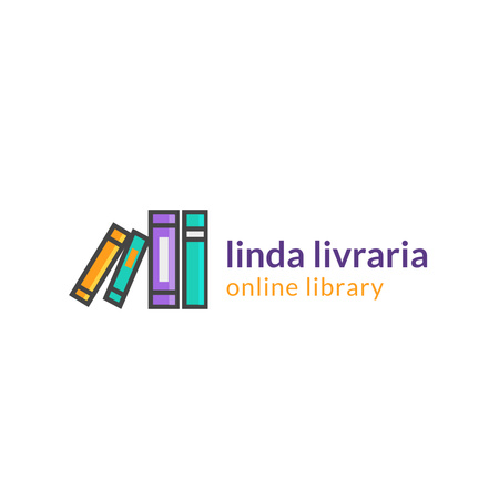Online Library Ad with Books on Shelf Logo 1080x1080px Design Template