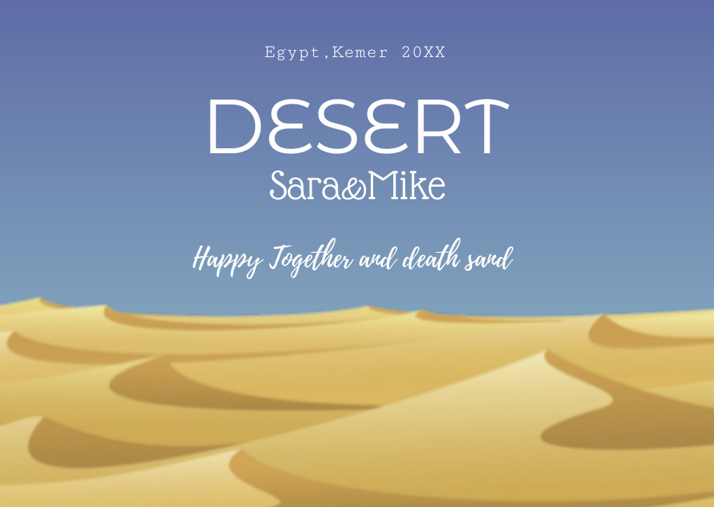 Desert Illustration with Sandy Mounds Postcardデザインテンプレート