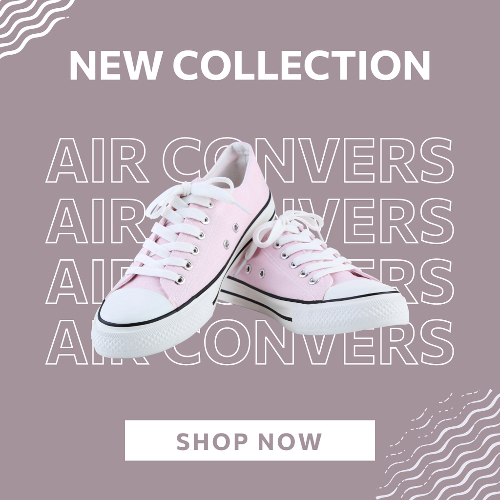 New Sneaker Collection Ad with Pink Shoes Instagram – шаблон для дизайну