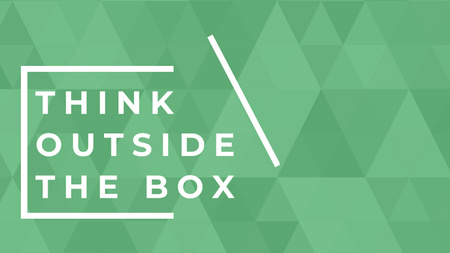 Think outside the box quote on green pattern Title 1680x945px Design Template