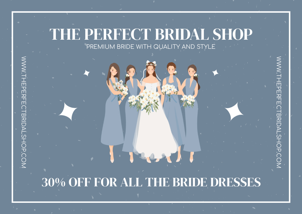 Discount on All Bridal Dress Card Tasarım Şablonu
