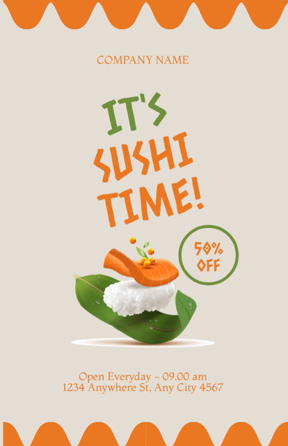 Designvorlage Offer Discounts on Japanese Sushi für Recipe Card