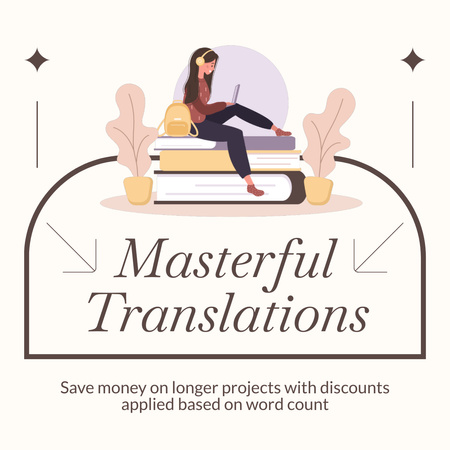 Serviço de tradução perfeito com negócios em grandes projetos Animated Post Modelo de Design
