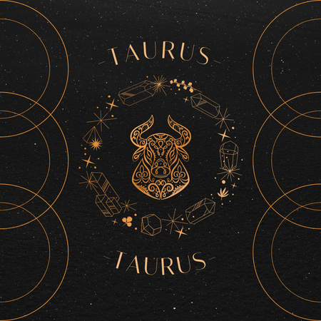 Taurus Zodiac Sign in Brown Instagram Design Template