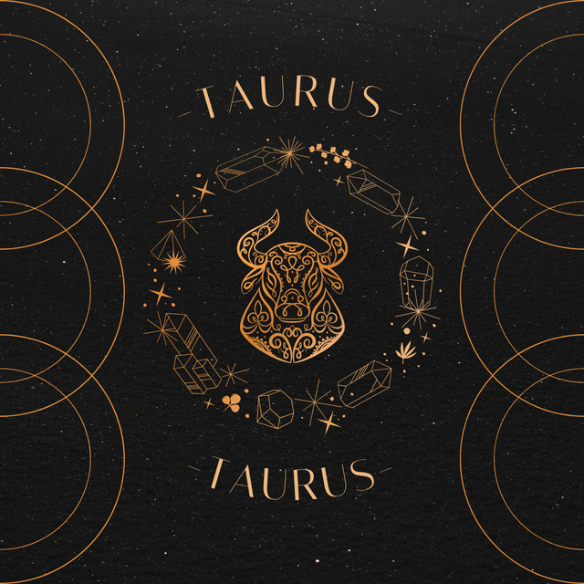 Taurus Zodiac Sign in Brown Instagramデザインテンプレート