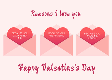 Plantilla de diseño de Ilustración romántica de deseos y sobres del día de San Valentín Card 