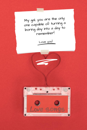 Modèle de visuel Galentine's Day Greeting with Retro Mixtape on Red - Postcard 4x6in Vertical