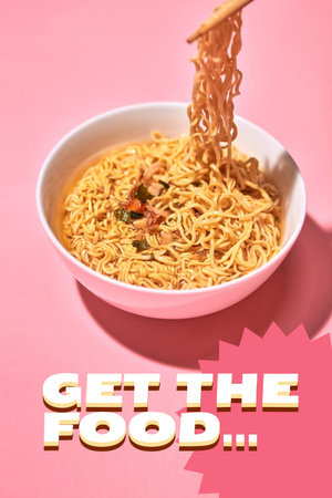 Tasty Noodles in Bowl Pinterest Šablona návrhu