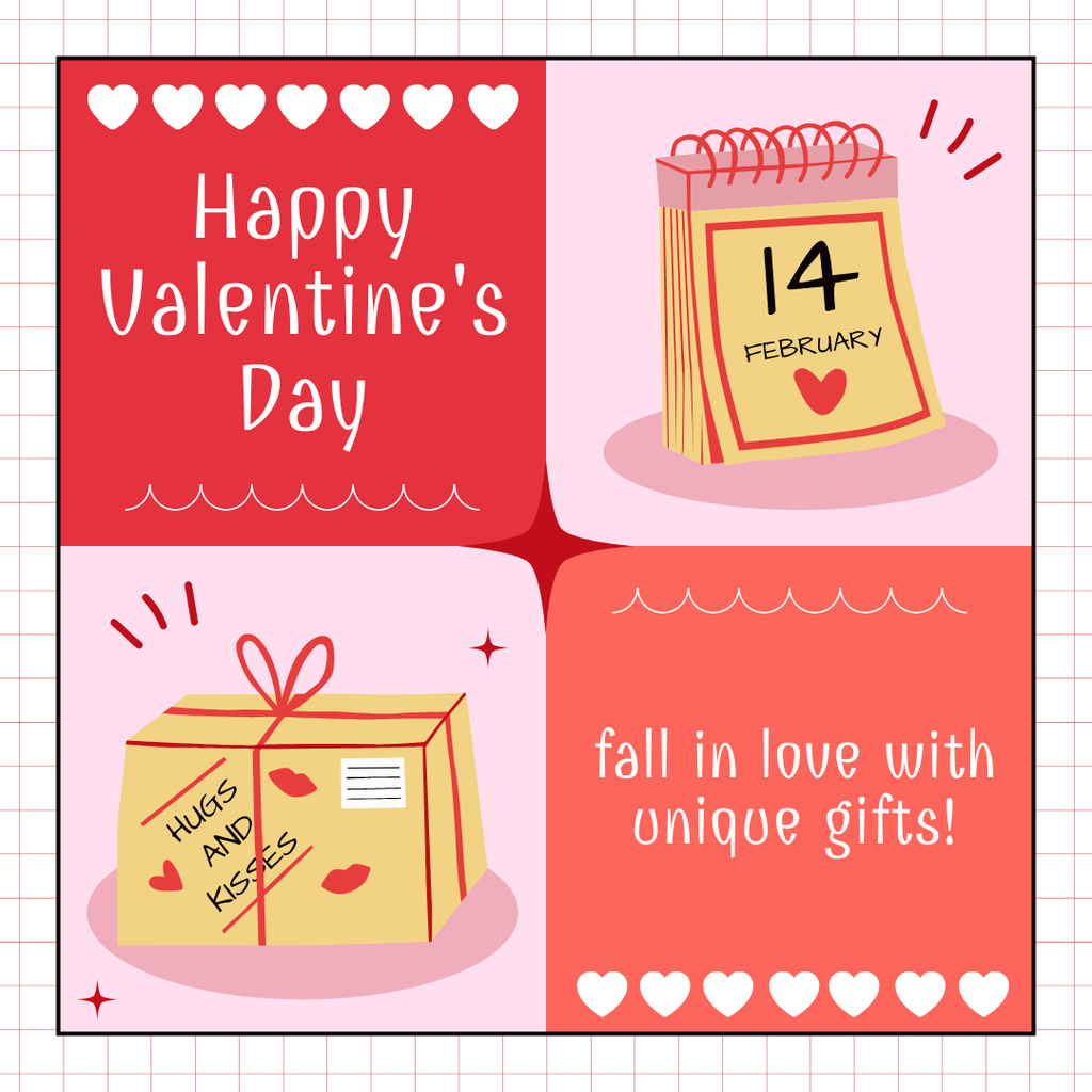 Sincere Wishes On Valentine's Day With Gift Instagram AD Design Template