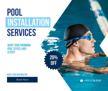 Designvorlage Offer Discounts on Pool Installation Services für Facebook