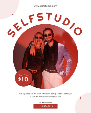 Designvorlage Junges stilvolles Paar im Selfie-Studio für Instagram Post Vertical