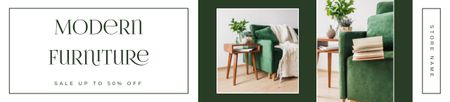 Modern Furniture Green Collage Ebay Store Billboard Design Template